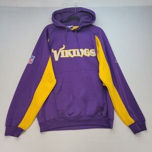 Reebok Minnesota Vikings Hoodie Mens Medium Purple Yellow NFL Apparel Pullover